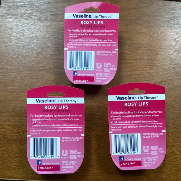 Vaseline Lip Therapy Rosy Lips Bundle of 3 New Net weight 0.25 oz/7g - Picture 5 of 8